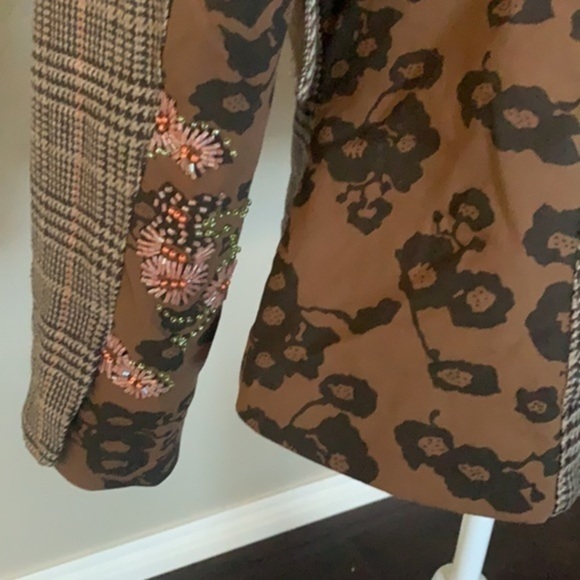 𝅺Anvrdie (Angels never die) brown plaid mixed design and beaded placket jacket - Picture 6 of 11